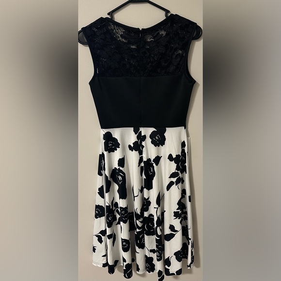 Homeyee black top with black and white floral skirt.  Size small. - Picture 2 of 4